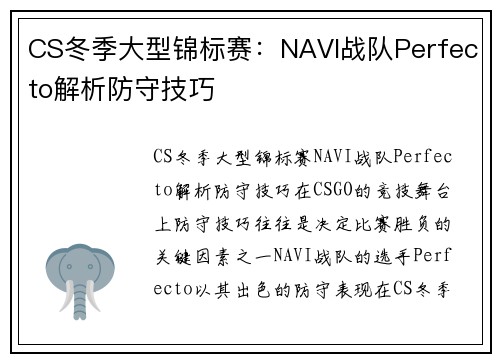 CS冬季大型锦标赛：NAVI战队Perfecto解析防守技巧